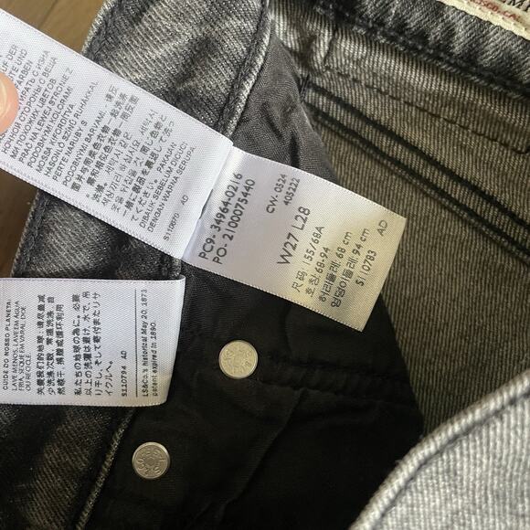 Levi's Wedgie Straight Fit Jean 27 Well Worn Black Grey High Rise Button Fly - Picture 8 of 11